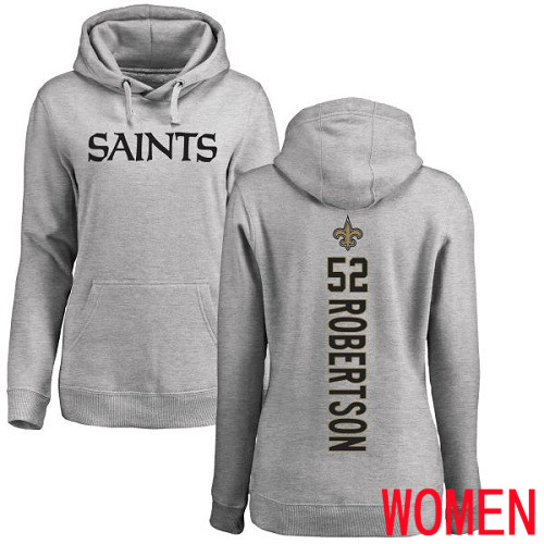 New Orleans Saints Ash Women Craig Robertson Backer NFL Football #52 Pullover Hoodie Sweatshirts->nfl t-shirts->Sports Accessory